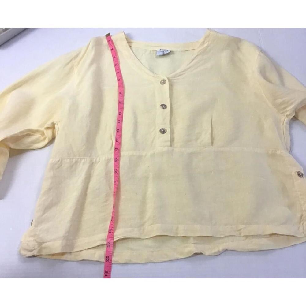 Click Color Me Cotton Size Medium Linen Lagenlook Linen Blouse Back Multi Split - Picture 6 of 10